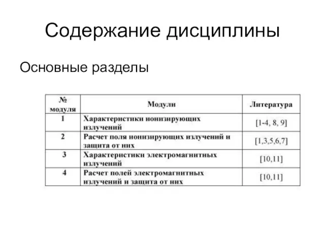 Содержание дисциплины Основные разделы