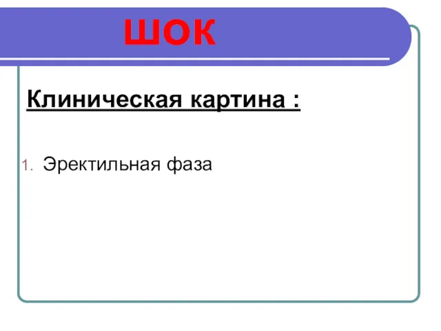 шок Клиническая картина : Эректильная фаза