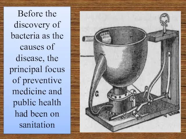 Before the discovery of bacteria as the causes of disease, the principal focus