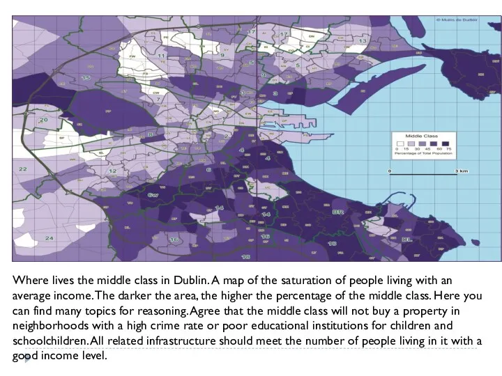 Where lives the middle class in Dublin. A map of