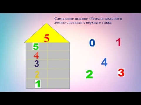 Следующее задание «Рассели жильцов в домик», начиная с верхнего этажа 5