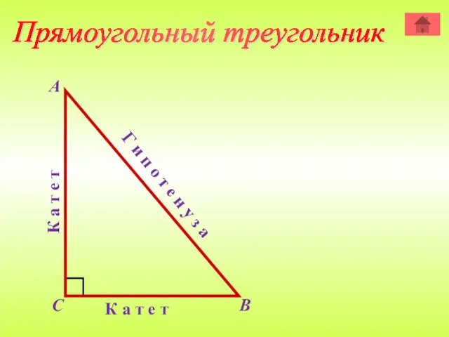 Прямоугольный треугольник А В С К а т е т К а т