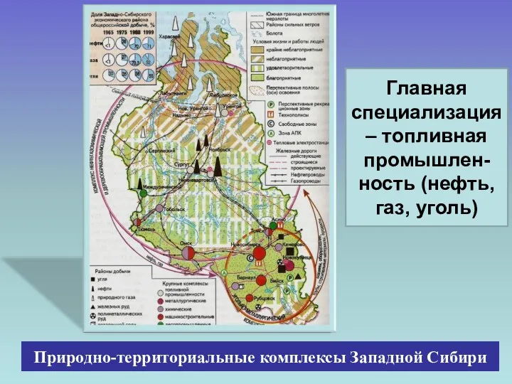 Природно-территориальные комплексы Западной Сибири Главная специализация – топливная промышлен-ность (нефть, газ, уголь)