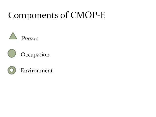 Person Occupation Environment Components of CMOP-E