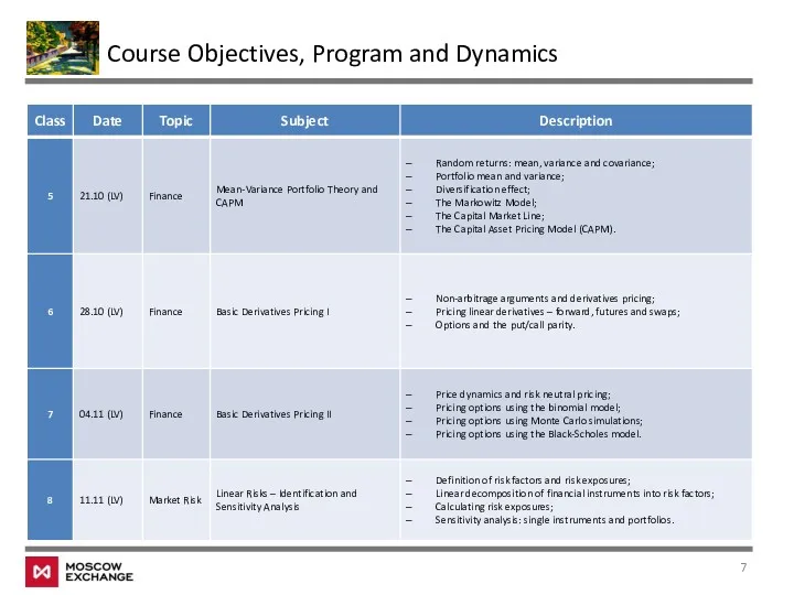 Course Objectives, Program and Dynamics