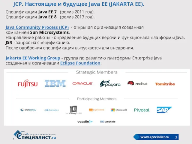 JCP. Настоящие и будущее Java EE (JAKARTA EE). Cпецификации Java