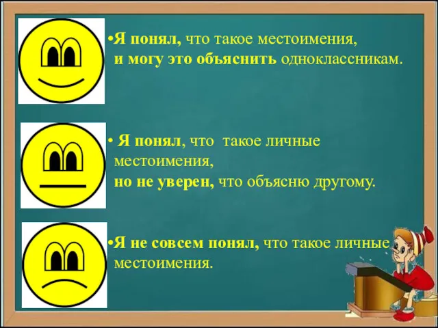 Я понял, что такое местоимения, и могу это объяснить одноклассникам.