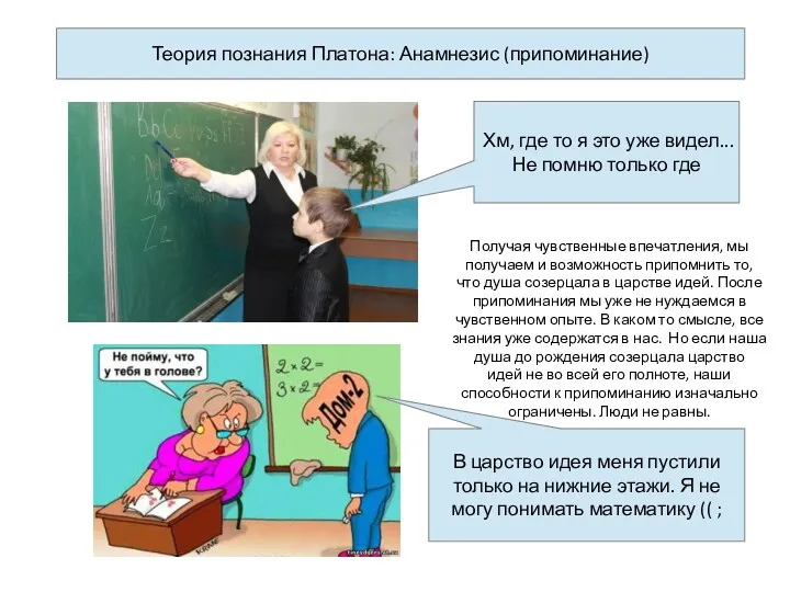 Теория познания Платона: Анамнезис (припоминание) Хм, где то я это