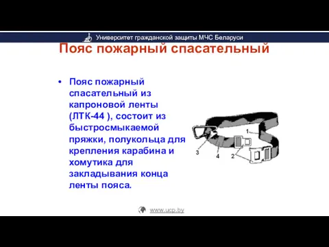 Пояс пожарный спасательный Пояс пожарный спасательный из капроновой ленты (ЛТК-44