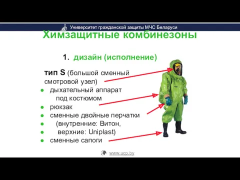 тип S (большой сменный смотровой узел) дыхательный аппарат под костюмом