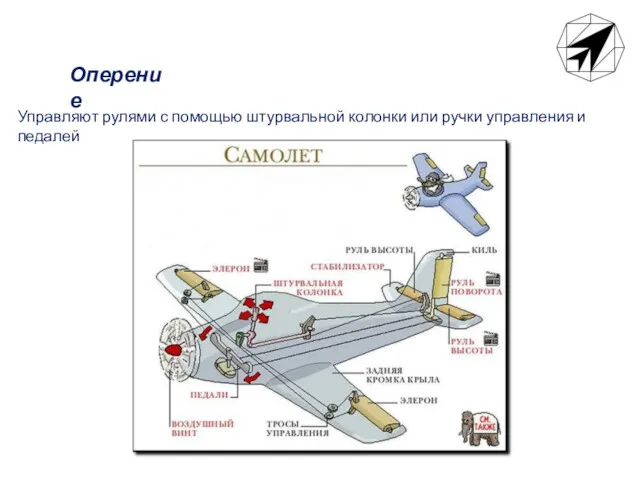 Оперение Управляют рулями с помощью штурвальной колонки или ручки управления и педалей