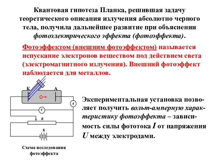 Квантовая гипотеза Планка, решившая задачу теоретического описания излучения абсолютно черного