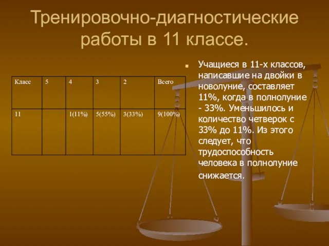 Тренировочно-диагностические работы в 11 классе. Учащиеся в 11-х классов, написавшие