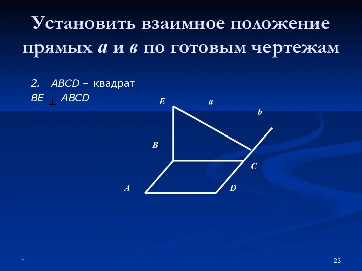 * Установить взаимное положение прямых а и в по готовым