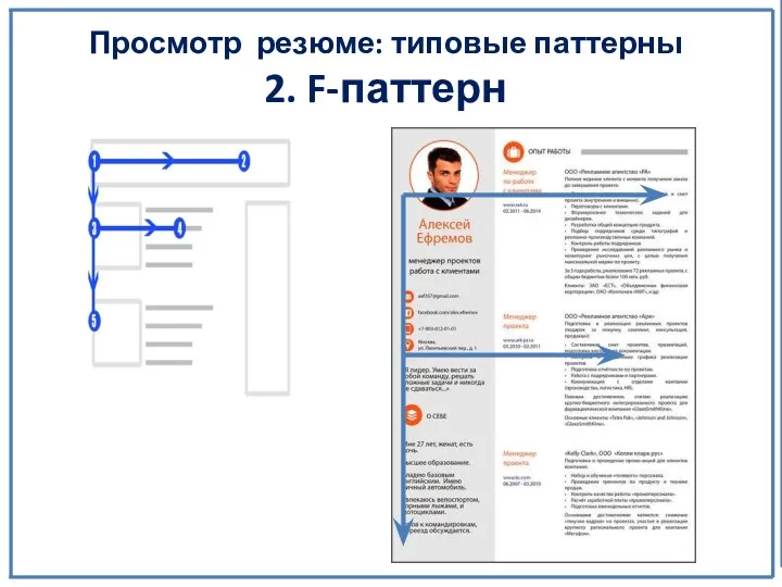 Просмотр резюме: типовые паттерны 2. F-паттерн