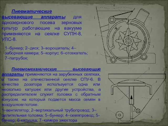 Пневматические высевающие аппараты для однозернового посева зерновых культур работающие на