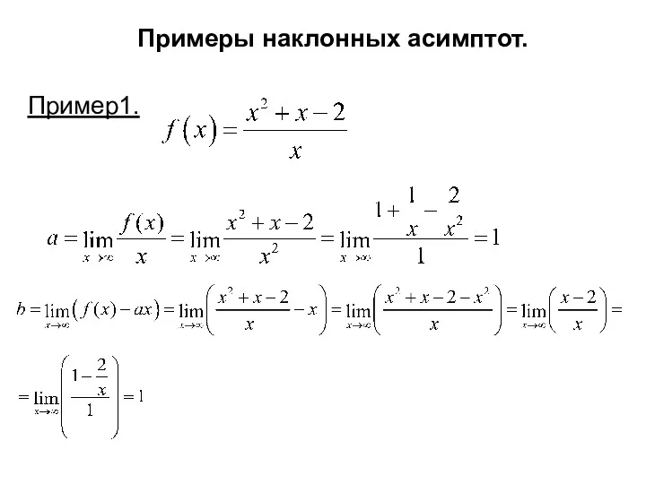 Примеры наклонных асимптот. Пример1.