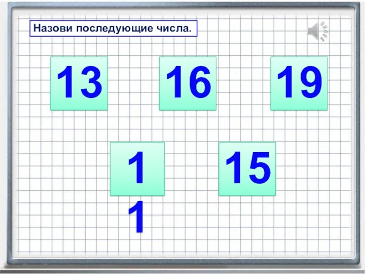 Назови последующие числа. 13 16 19 11 15