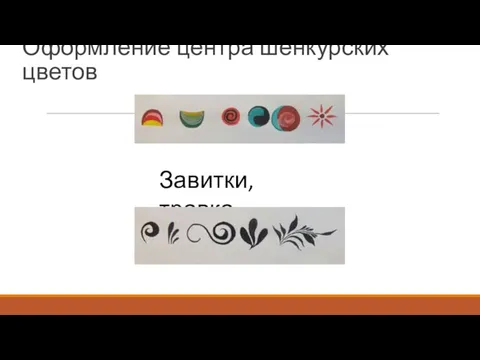 Оформление центра шенкурских цветов Завитки, травка