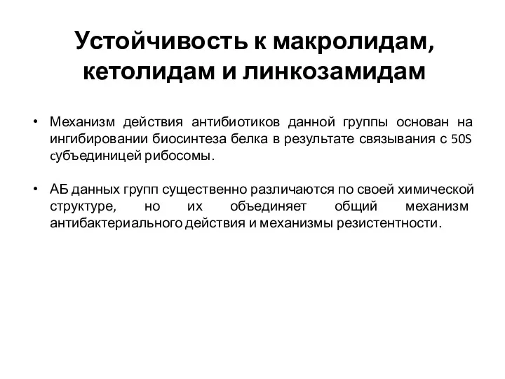 Механизм действия антибиотиков данной группы основан на ингибировании биосинтеза белка