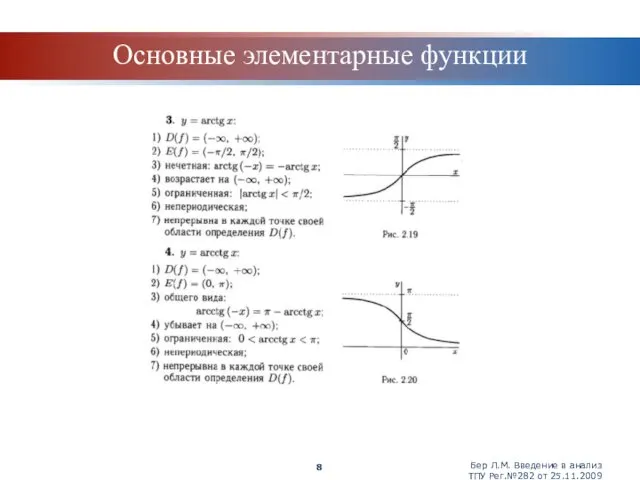 Бер Л.М. Введение в анализ ТПУ Рег.№282 от 25.11.2009 Основные элементарные функции