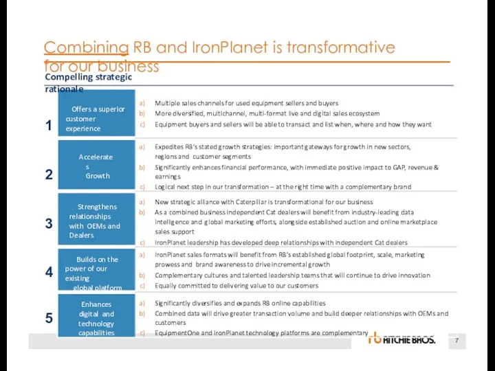 7 Combining RB and IronPlanet is transformative for our business