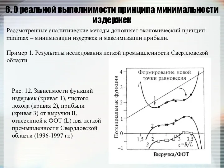 6. О реальной выполнимости принципа минимальности издержек Рассмотренные аналитические методы