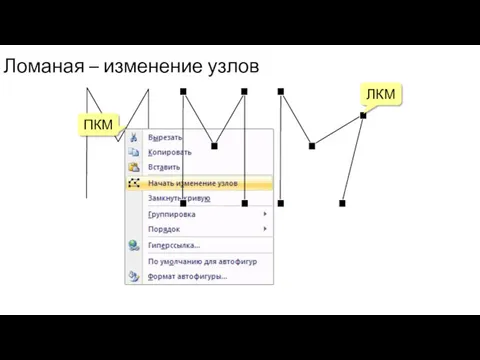 Ломаная – изменение узлов ПКМ ЛКМ