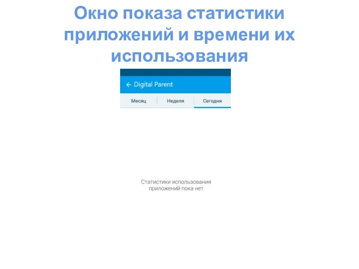 Окно показа статистики приложений и времени их использования