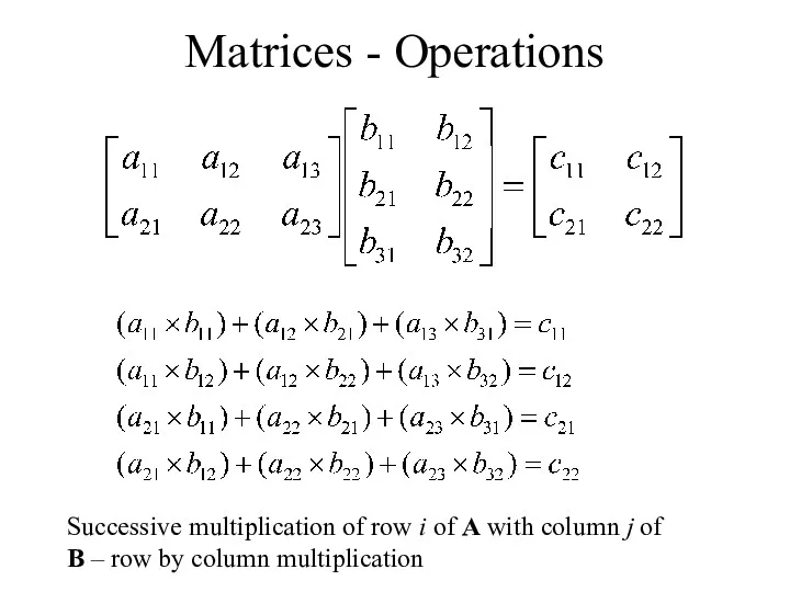 Matrices - Operations Successive multiplication of row i of A