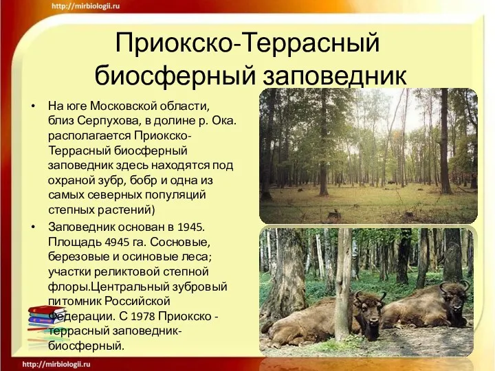 Приокско-Террасный биосферный заповедник На юге Московской области, близ Серпухова, в