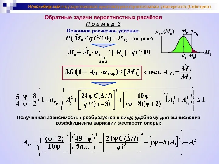 Новосибирский государственный архитектурно-строительный университет (Сибстрин) Обратные задачи вероятностных расчётов П