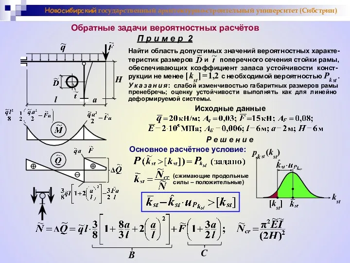 Новосибирский государственный архитектурно-строительный университет (Сибстрин) Обратные задачи вероятностных расчётов П