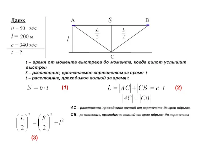 А В С t – время от момента выстрела до