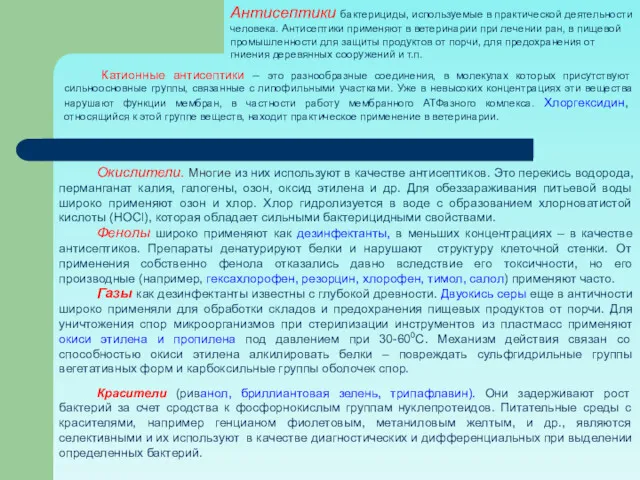 Антисептики бактерициды, используемые в практической деятельности человека. Антисептики применяют в