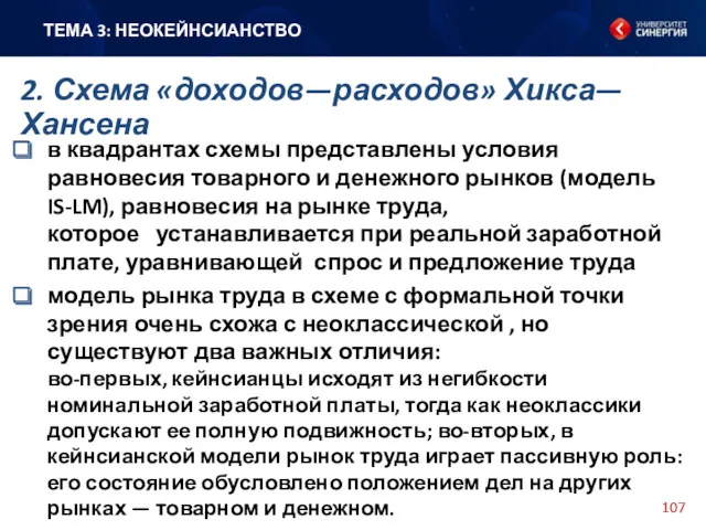 в квадрантах схемы представлены условия равновесия товарного и денежного рынков