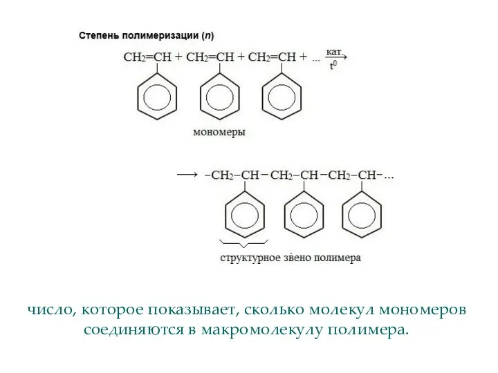 число, которое показывает, сколько молекул мономеров соединяются в макромолекулу полимера.