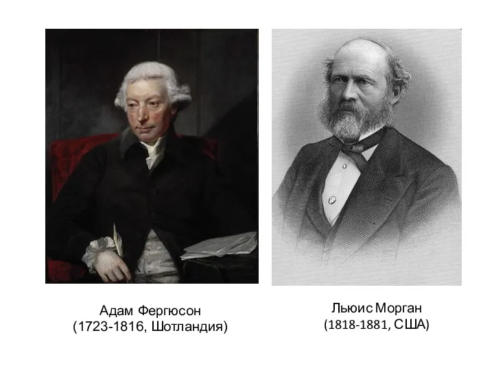 Льюис Морган (1818-1881, США) Адам Фергюсон (1723-1816, Шотландия)