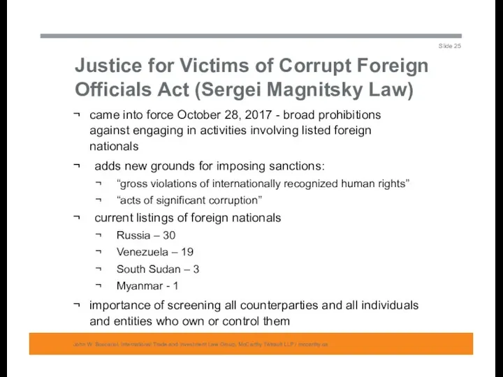 Justice for Victims of Corrupt Foreign Officials Act (Sergei Magnitsky
