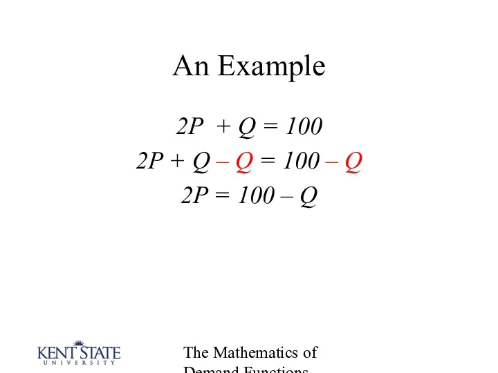 The Mathematics of Demand Functions An Example 2P + Q