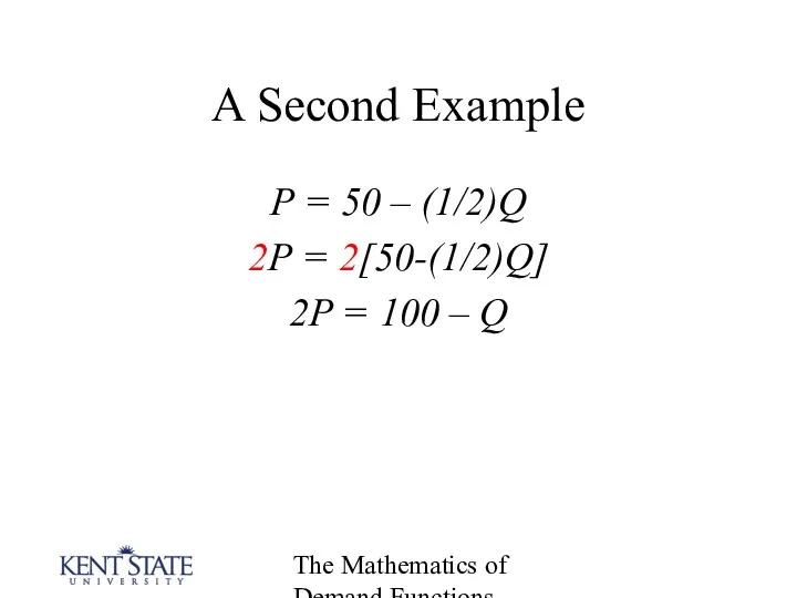 The Mathematics of Demand Functions A Second Example P =