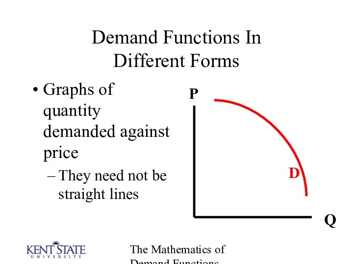 The Mathematics of Demand Functions Demand Functions In Different Forms