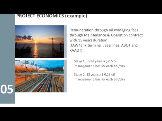Remuneration through oil managing fees through Maintenance & Operation contract with 15 years