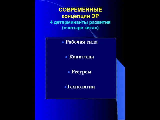 CОВРЕМЕННЫЕ концепции ЭР 4 детерминанты развития («четыре кита»)