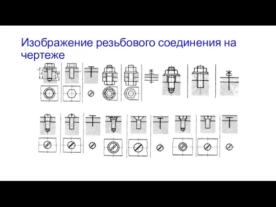 Изображение резьбового соединения на чертеже