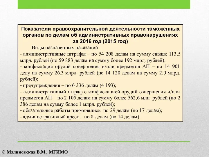 Показатели правоохранительной деятельности таможенных органов по делам об административных правонарушениях