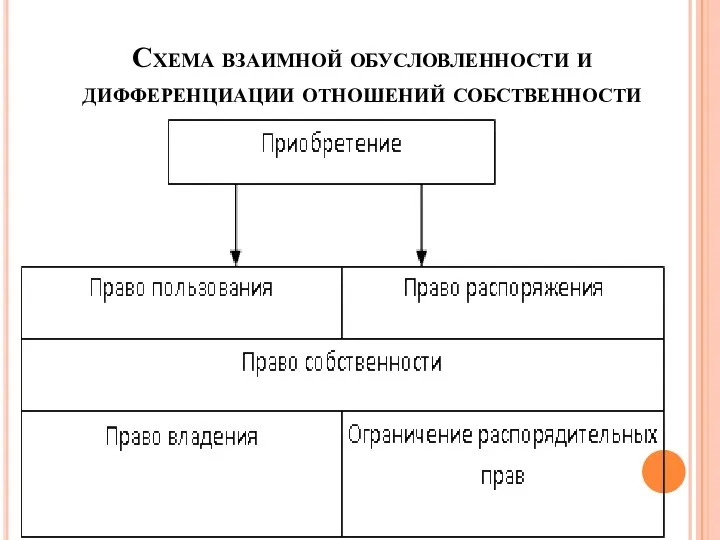 Схема взаимной обусловленности и дифференциации отношений собственности