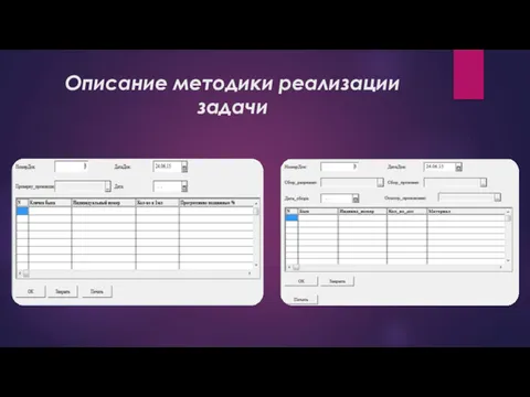 Описание методики реализации задачи