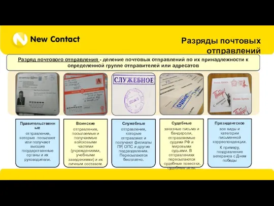 Разряды почтовых отправлений Разряд почтового отправления - деление почтовых отправлений