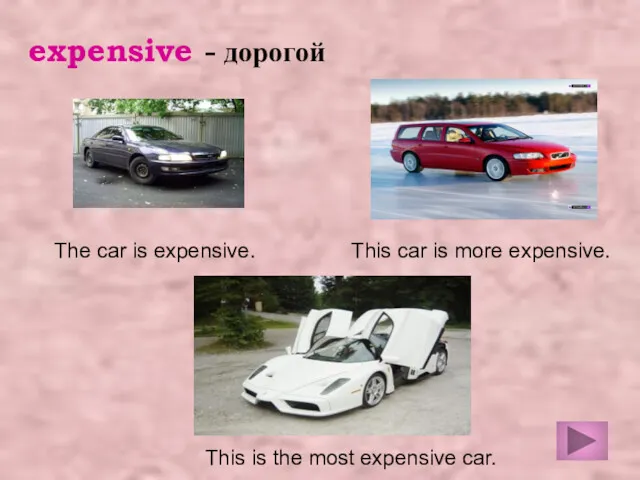 expensive - дорогой The car is expensive. This car is